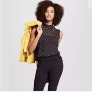 Who What Wear Sheer Polka Dot Top